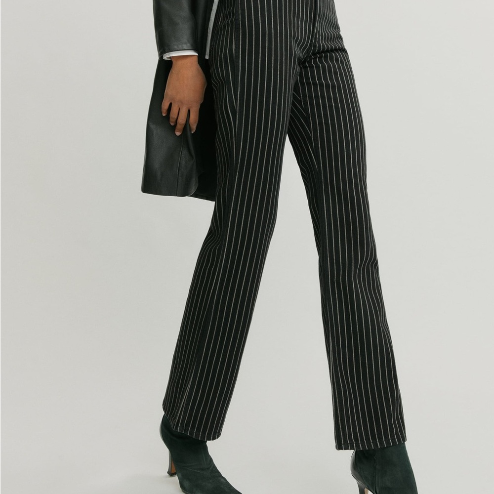 Georgia Pinstripe High Rise Flare Jeans